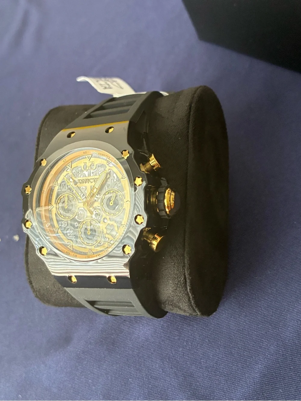 Men's Black and Gold Chronograph Watch - Invicta